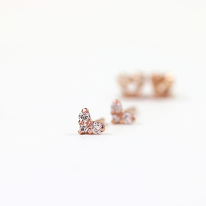 [14K GOLD] Heart Diamond Stud Earrings 하트 다이아몬드 피어싱 귀걸이