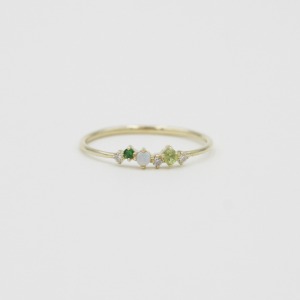 14k Green Cluster Gemstone Ring