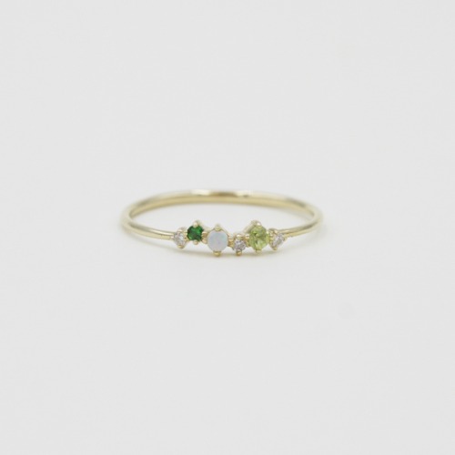 14k Green Cluster Gemstone Ring