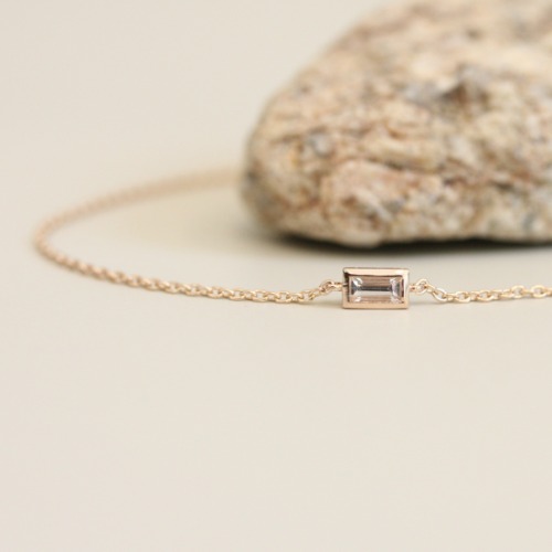 [14K GOLD] Baguette Diamond Bracelet 바게트 다이아몬드 팔찌