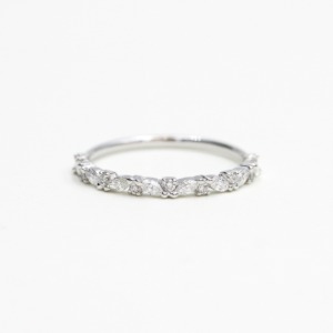Marquise and Round Diamond Cluster Ring Oblique